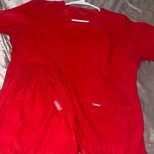Landau red scrub set